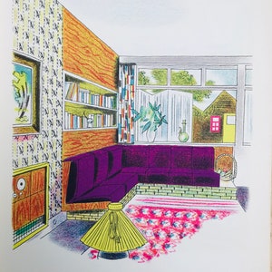 1954 ROLAND COLLINS LITOGRAFIA Garden Floor London W.S.Cowell Ltd Dimensioni foglio 9,75x7 pollici.
