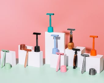 Safety Razor Stands - Colours to Match - Eco Friendly, Plastic Free, Metal, Bamboo, Natural - Razor Holder - Sustainable Shaving Products