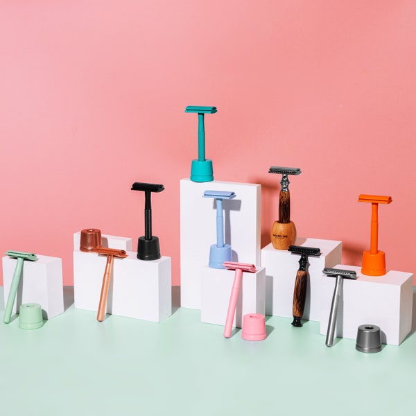 Safety Razor Stands - Colours to Match - Eco Friendly, Plastic Free, Metal, Bamboo, Natural - Razor Holder - Sustainable Shaving Products