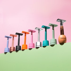 Safety Razor Gift Sets with Matching Razor Holders - Plastic Free, Zero Waste, Sustainable, Eco Friendly - Razor Sets for Men & Women