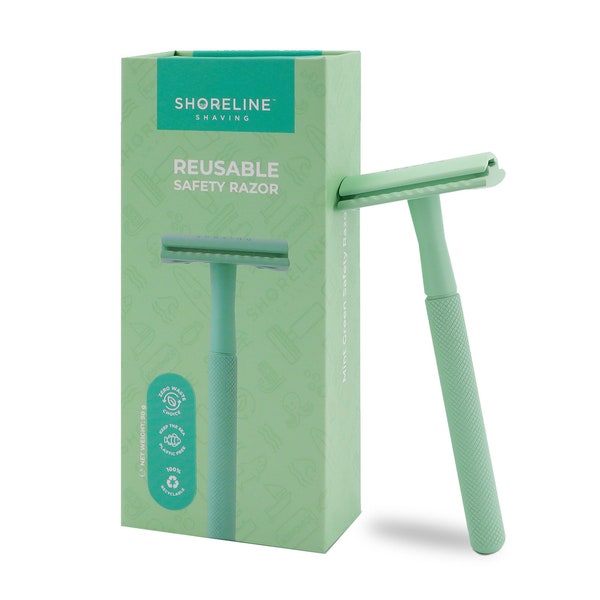 Maquinilla de afeitar de seguridad verde menta - Solo maquinilla de afeitar, juegos de afeitado de viaje, kits de afeitado - Productos de afeitado ecológico - Maquinilla de afeitar verde menta - Regalos verde menta