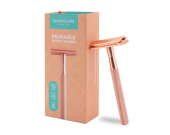 Rose Gold Safety Razor - Razor Only, Travel Shaving Sets, Shaving Kits - Eco Friendly Shaving Products - Rose Gold Razor - Rose Gold Gifts