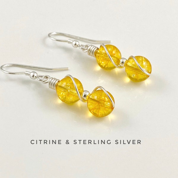 Citrine Earrings with sterling silver, November Birthstone