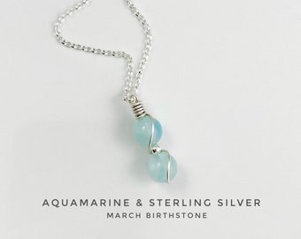 Aquamarine necklace, tiny Aquamarine pendant, march birthstone, Mermaids