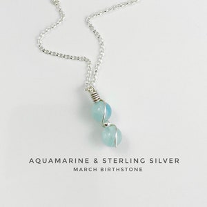 Aquamarine necklace, tiny Aquamarine pendant, march birthstone, Mermaids