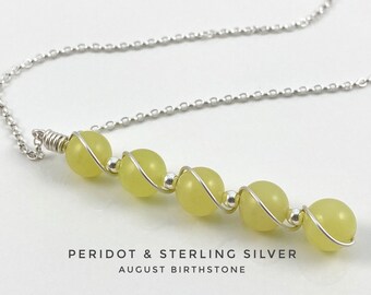 August Birthstone, Peridot Necklace, Sterling Silver