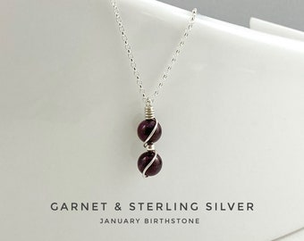 Garnet Pendant, January Birthstone, Garnet necklace