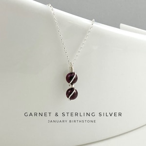 Garnet Pendant, January Birthstone, Garnet necklace