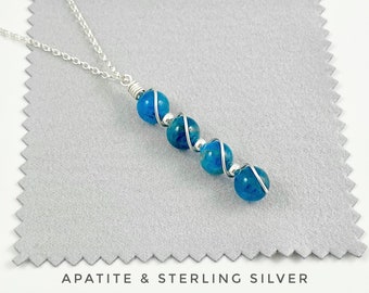 Blue Apatite, apatite jewelry, Apatite pendant, Throat Chakra necklace, neon blue apatite, crystal necklace