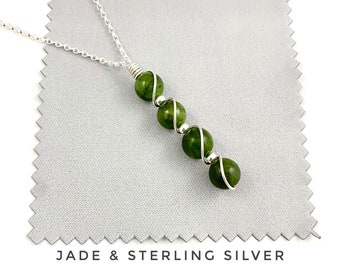 ciondolo di giada, collana di giada, collana di pietra di giada, ciondolo di giada verde, argento sterling, giada naturale