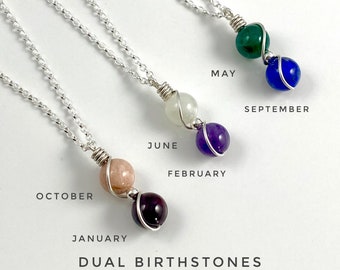 Couples Necklace, family birthstones,  Best Friend gift, birthstone necklace