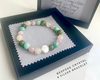 Choose your crystals, Personalised Crystal Bracelets, 925 Sterling Silver, Handmade Jewellery, Healing Crystals
