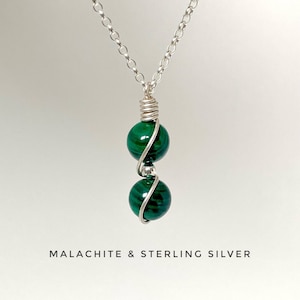 Malachite Necklace, Genuine Natural Malachite, Sterling Silver, Green Pendant Necklace, Gemstone necklace