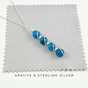 Blue Apatite, apatite jewelry, Apatite pendant, Throat Chakra necklace, neon blue apatite, crystal necklace