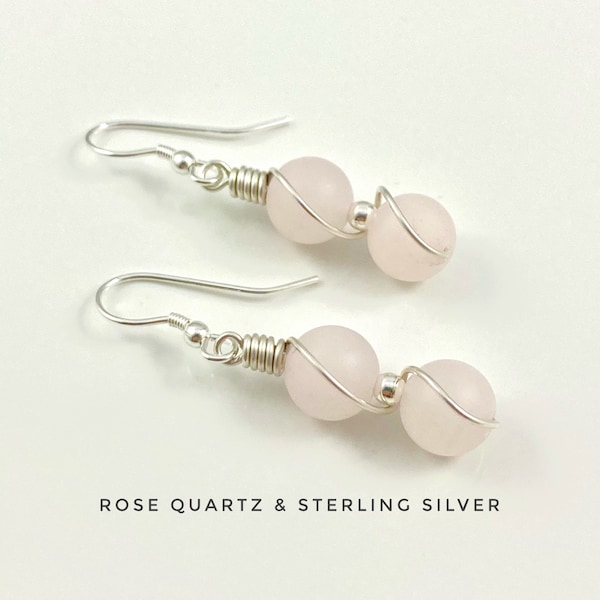 Rose Quartz Earrings, Light Pink Earrings, dangle earrings, gift for girlfriend