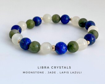 Libra Zodiac, Crystal Bracelet, Birthstone and Astrology Gift