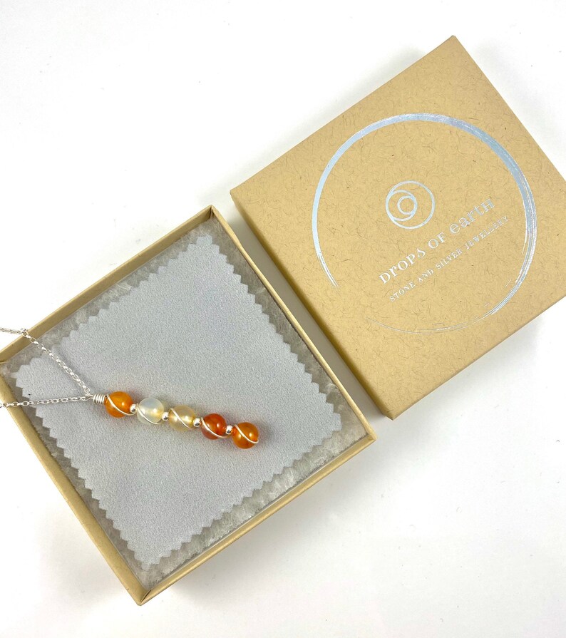 July Birthstone sterling silver Carnelian pendant necklace