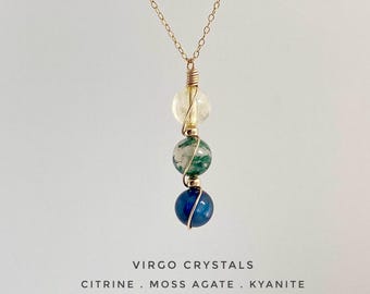 Handmade, Virgo Zodiac Necklace, 14k Gold Filled, Birthstone and
