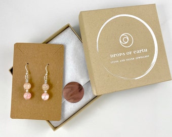 October birthstone, Pink Opal Earrings, Opal Earrings and sterling silver