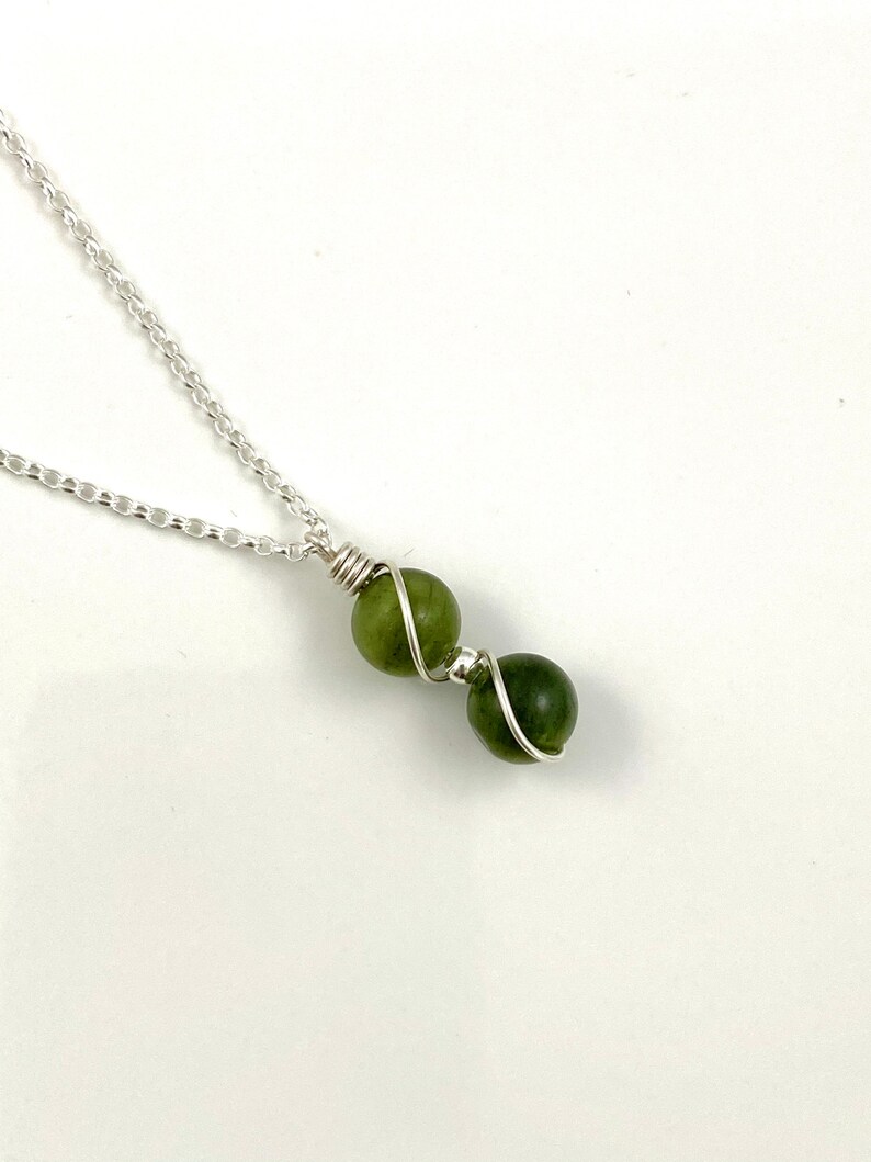 Dainty Jade pendant necklace Sterling Silver. | Etsy