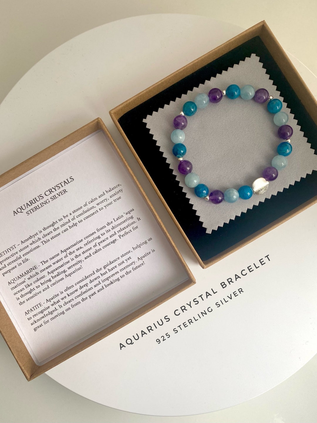 Aquamarine For Aquarius Aquarius Crystal Bracelet, Amethyst