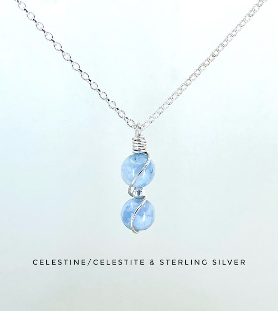 Buy Celestite Crystal Necklace/silver or Gold/rectangle/light Blue Online  in India - Etsy