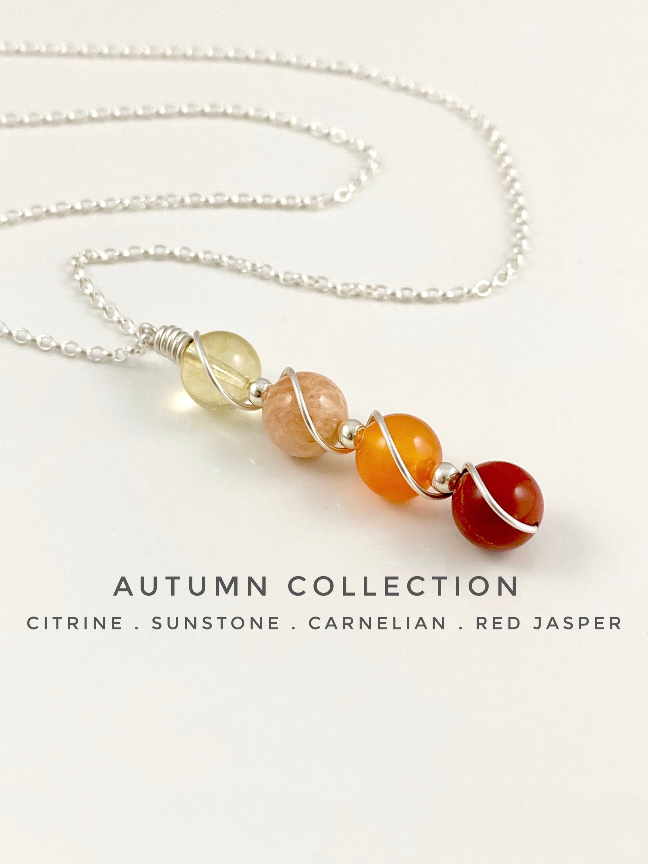 Autumn Necklace With Crystals Citrine Carnelian Sunstone