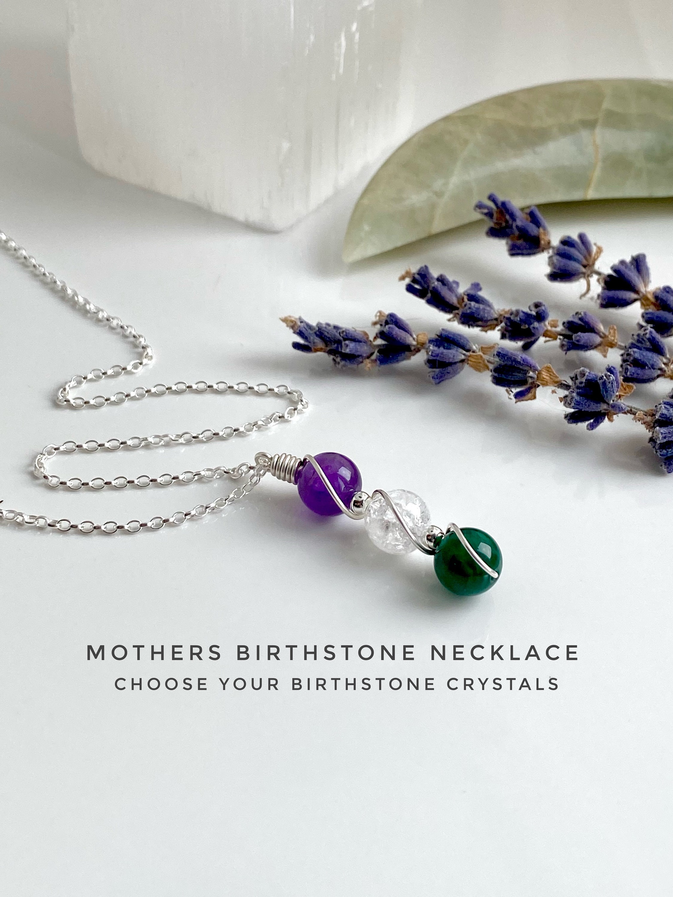 Sterling silver mothers birthstone necklace sale