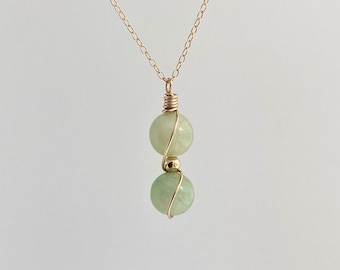 Green Moonstone Necklace, 14ct Gold Filled, Goddess Jewellery