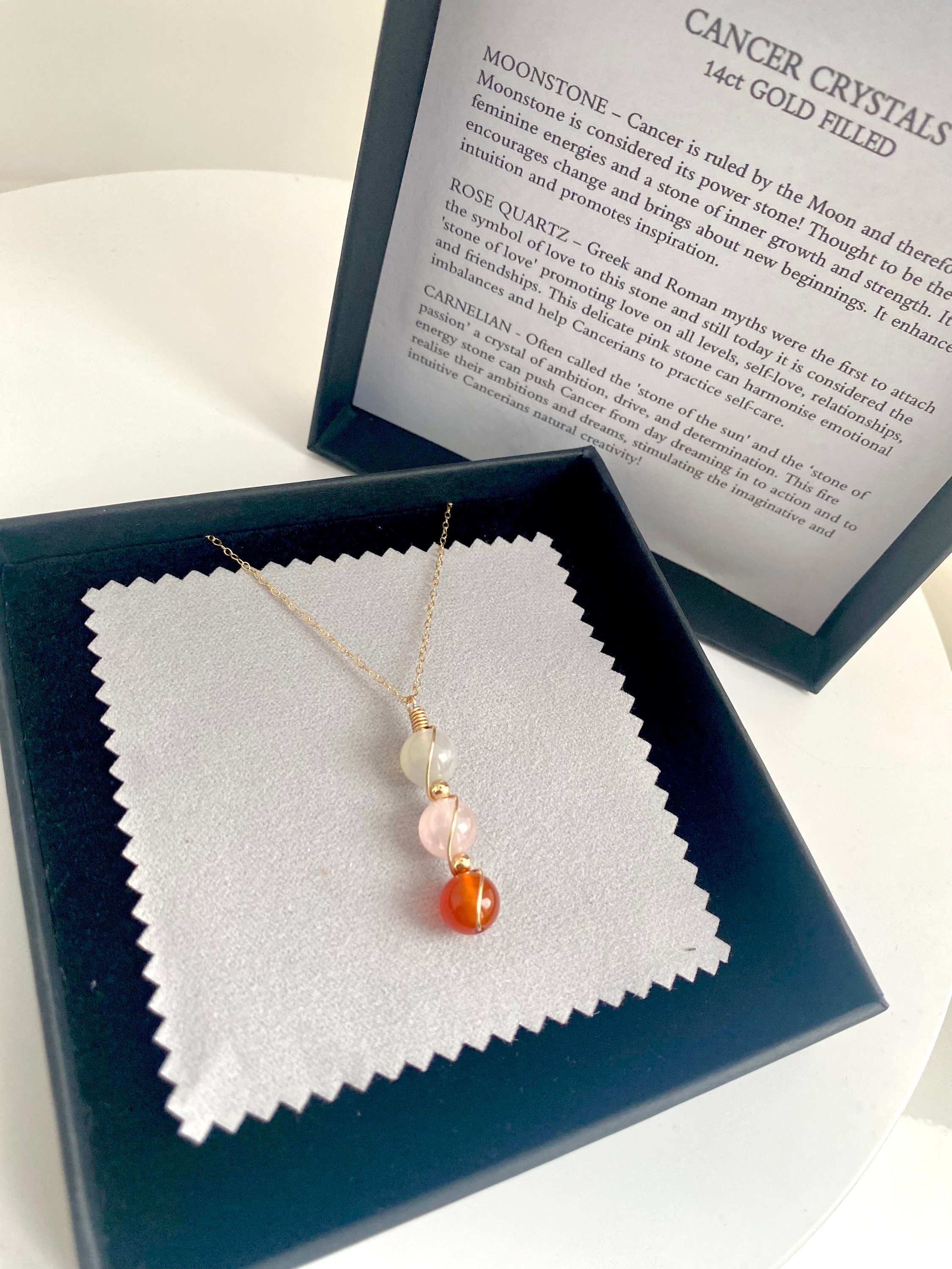 Cancer Zodiac Necklace, 14ct Gold, Crystal Choker, Moonstone Cancer Zodiac Necklace, 14ct Gold, Crystal Choker, Moonstone