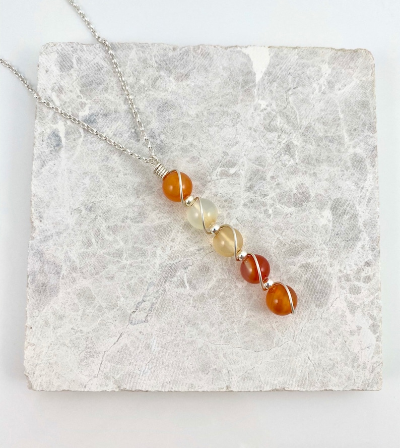 July Birthstone sterling silver Carnelian pendant necklace