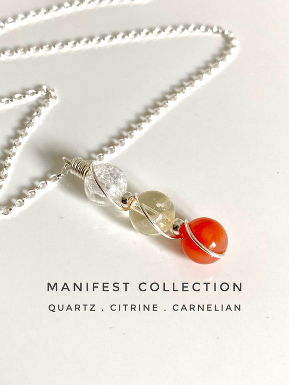 Orange Carnelian and Yellow Citrine Stone Necklace Sterling Silver 35-inch Length Orange Carnelian and Yellow Citrine Stone Necklace Sterling Silver 35-inch Length