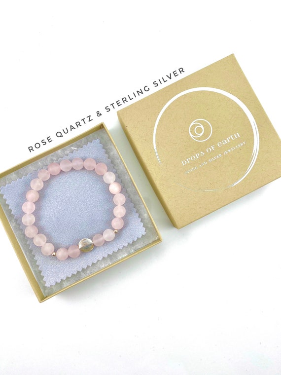 Rose Quartz Bracelet Sterling silver Love bracelet Etsy