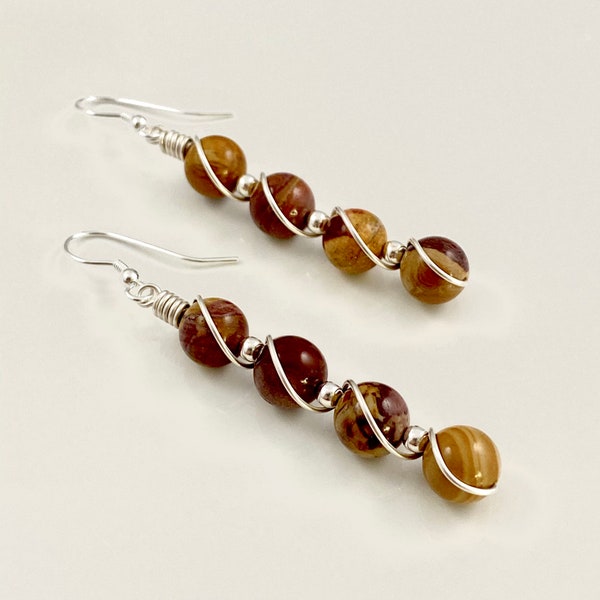 Mookaite Earrings, Abstract Earrings, Statement Earrings, Mookaite Jasper, Mustard, Burgandy, Ochre Earrings