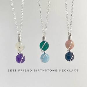 Best friend necklace for 2, 3 or 4 friends, Genuine birthstone crystals & 925 Sterling Silver, Handmade Jewellery, Personalised gift box