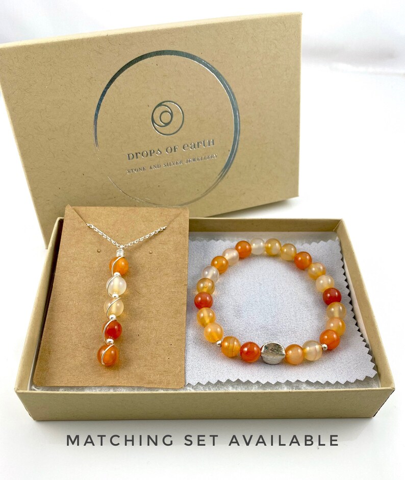 July Birthstone sterling silver Carnelian pendant necklace
