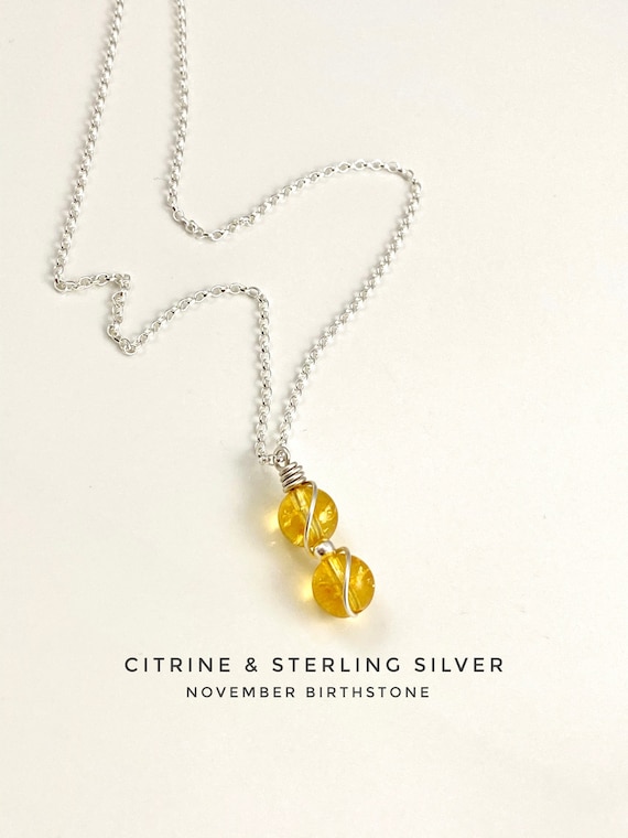 Citrine Necklace Citrine Birthstone Jewelry November Birthstone Etsy