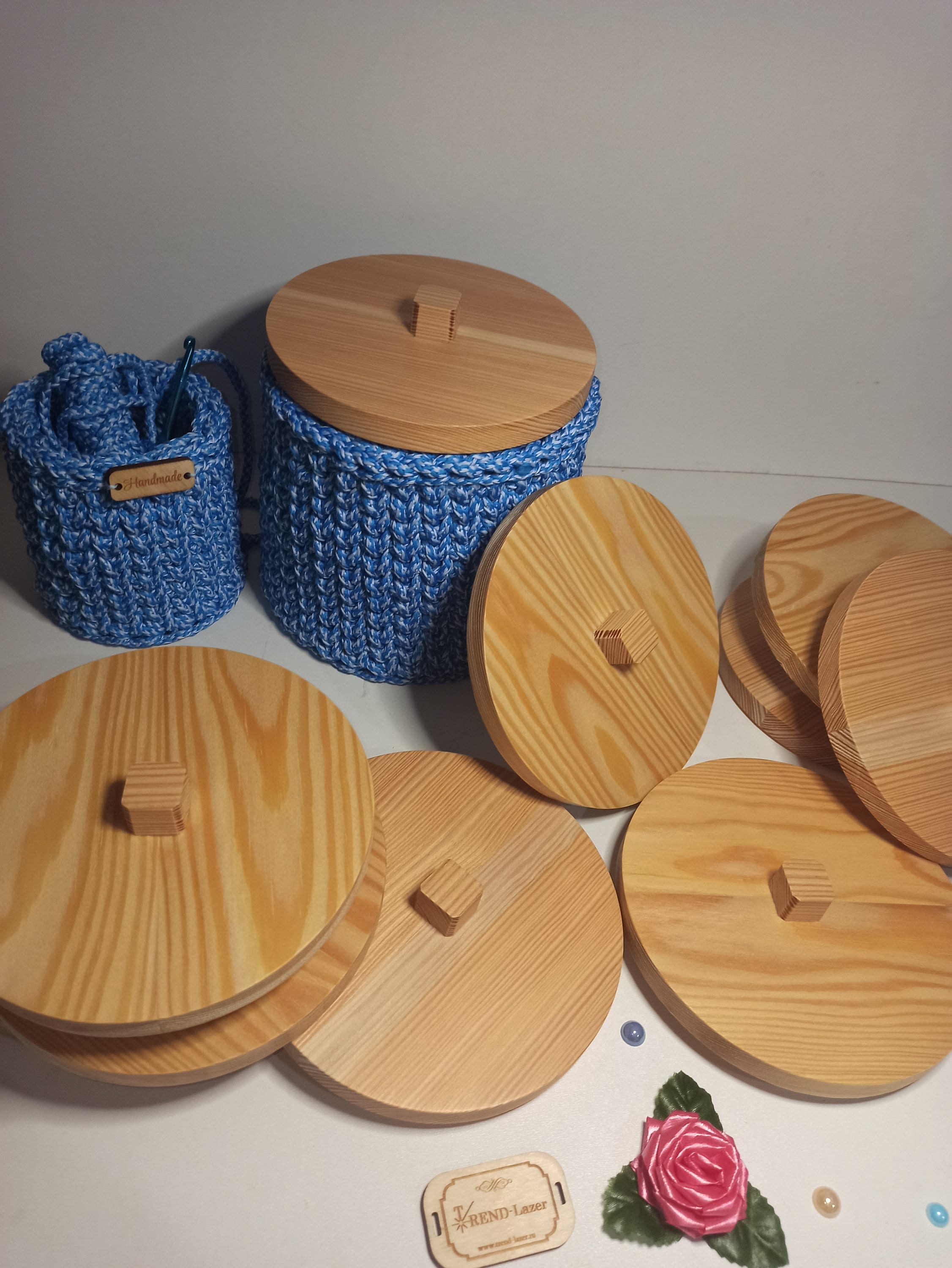 DIY round wooden lid for baskets basket lid with larch Etsy