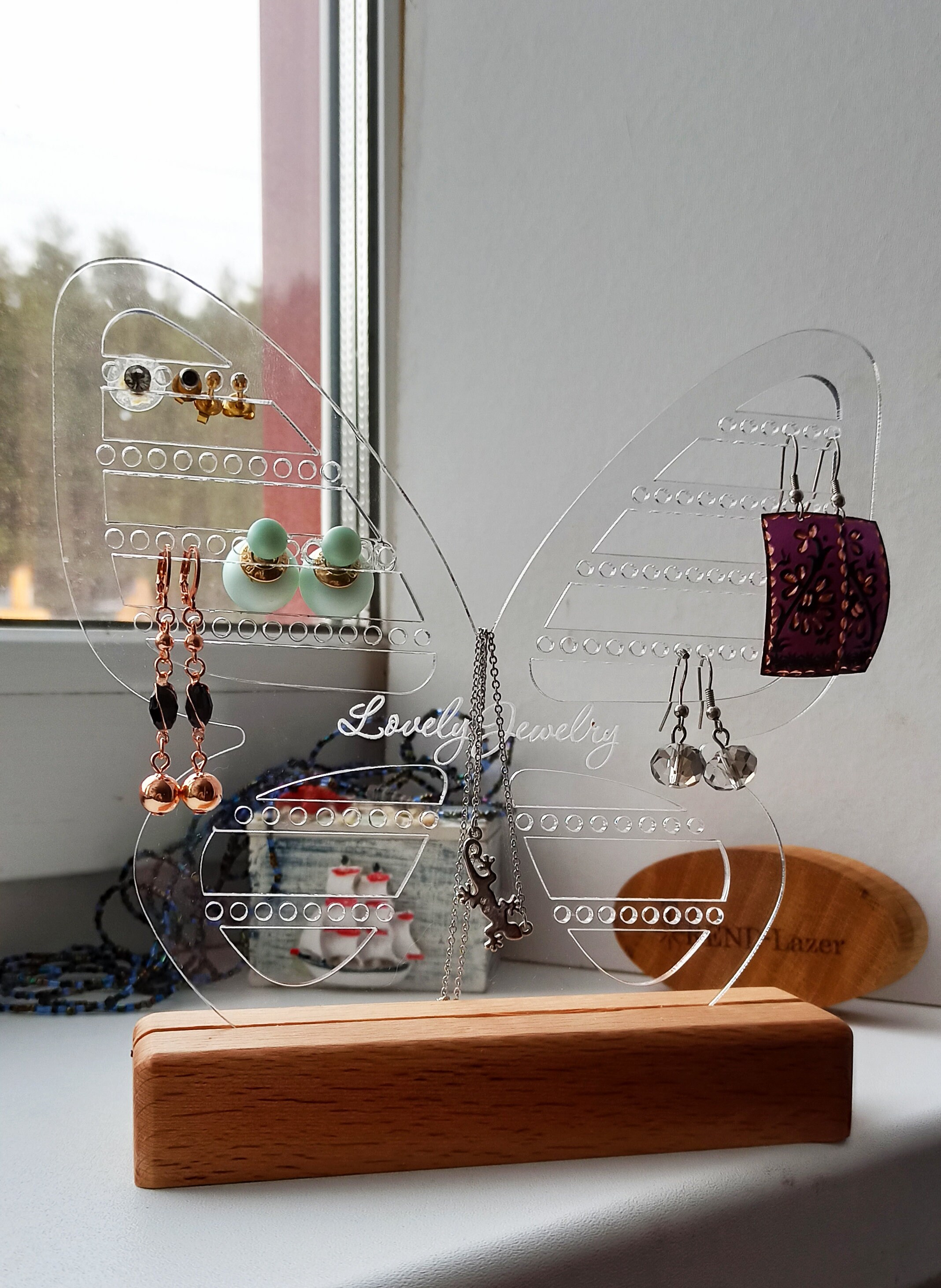 Personalized Jewelry Display Acrylic Jewelry Stand Wood Etsy