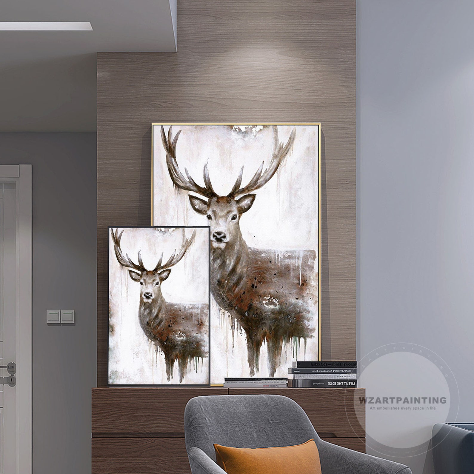 Framed Wall Art Deer Animal Print Painting Digital Prints Etsy