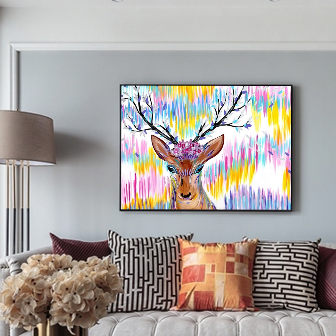 Framed Wall Art Deer Animal Print Painting Wall Art Print Etsy
