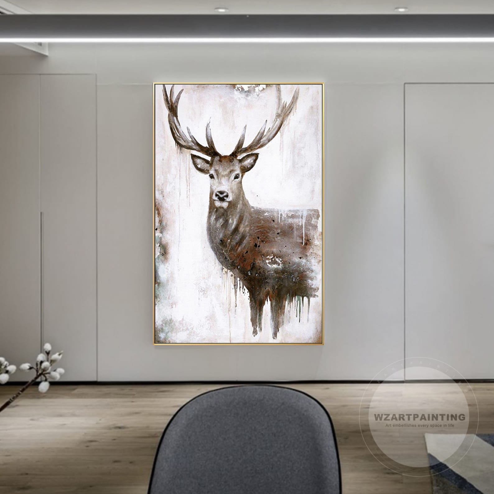Framed Wall Art Deer Animal Print Painting Digital Prints Etsy