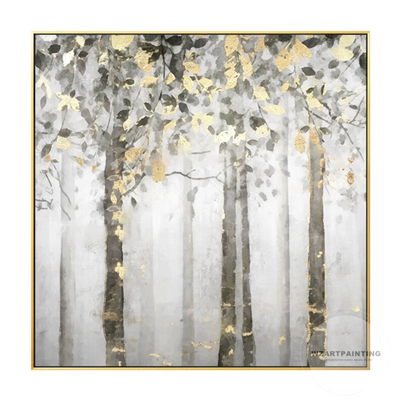 Framed Wall Art Abstract Gold Tree Forest Print Painting Etsy