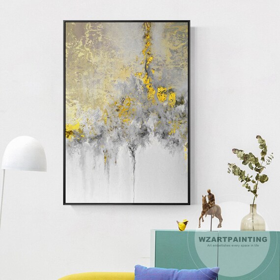 Framed Wall Art Abstract Gold Grey Wall Art Print Painting on Etsy