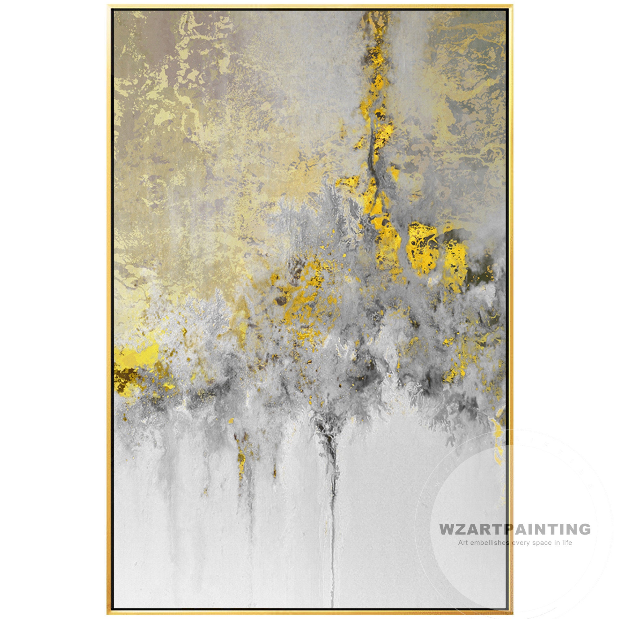 Framed Wall Art Abstract Gold Grey Wall Art Print Painting on Etsy