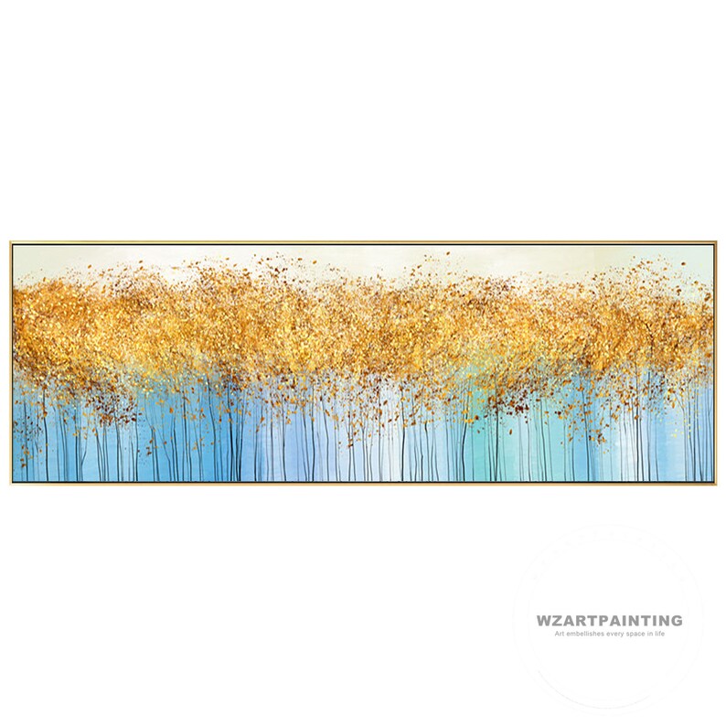 Frame Wall Art Abstract Yellow Tree Landscape Print Painting Etsy