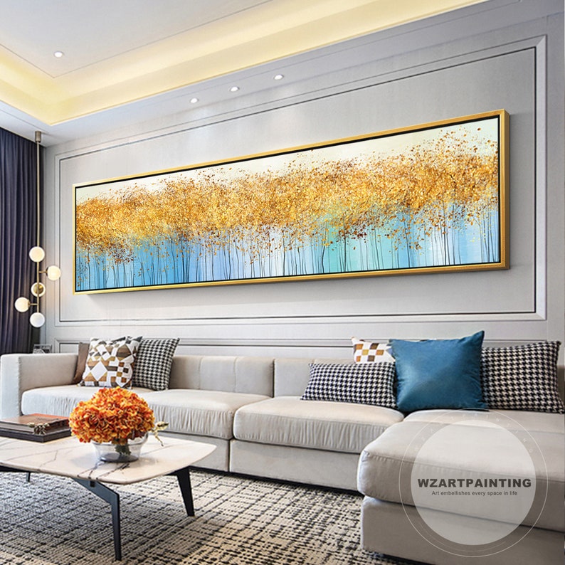 Frame Wall Art Abstract Yellow Tree Landscape Print Painting Etsy