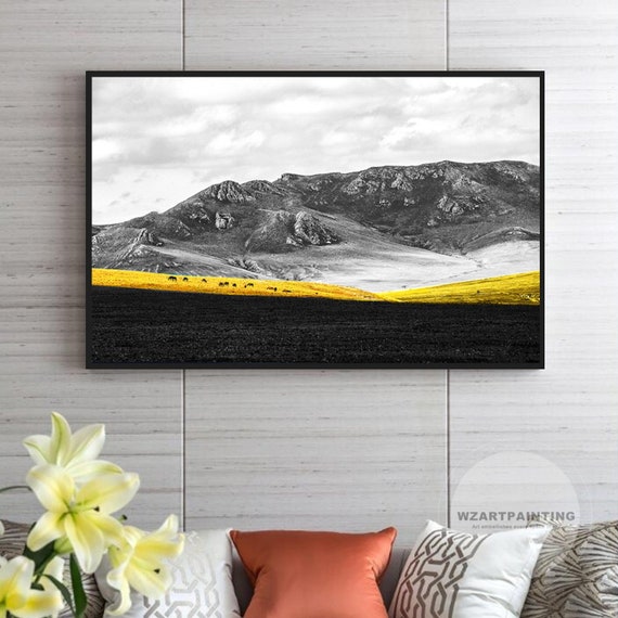 SHARP Yellow Size 60x40cm Large Wall Art Prints Home Living Modern Poster