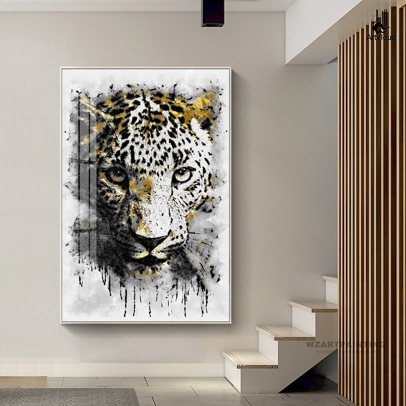 Framed Wall Art Gold Leopard Animal Print Painting Prints on Etsy