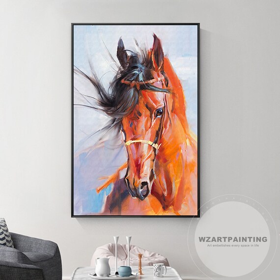 Original Decorations Art for Bedroom Living Room Home Decor Art HD Print Oil Painting on Canvas,Animal Horses Love 24x36inch,Unframed